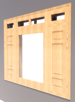 3-door window with side door( 3 wooden lite) and vent light revit model