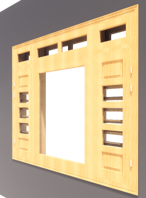 3-door window with door side ( 2 wooden lite and 3 glass lite) and 4 vent light revit model