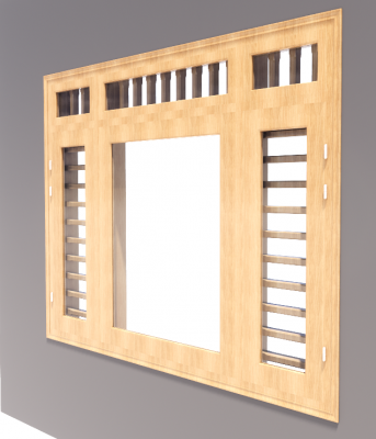 3-door window with glass door side and vent light revit model