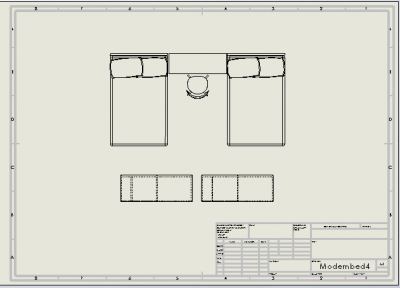 Double bed bedroom dwg drawing