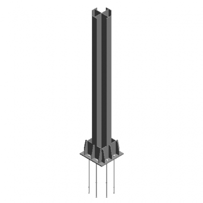 Section steel column with base revit family