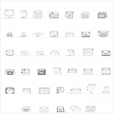 Sofa sets in plan view CAD collection dwg