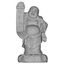 Standing Maitreya Buddha carrying a bag of gold on his left side back and chinese word paper on right hand symbolizes prosperity skp