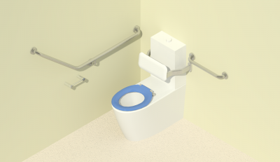 Surface Mounted Cistern with Angled grabrails for People with Disabilities Revit Family