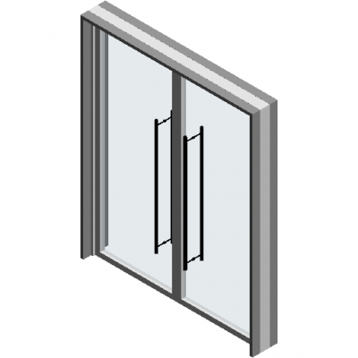 Swing door-aluminum alloy-glass-double leaf revit model