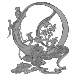 The Moon goddess with Jade Rabbit sit on fairy silk skp