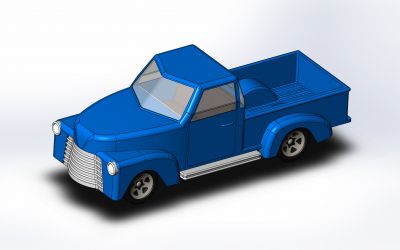Modelo de camioneta de juguete en solidworks