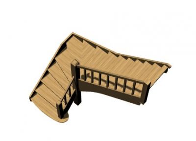 simple wooden designed tree house design stairs 3d model .3dm format
