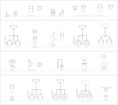 Urinals CAD block collection dwg