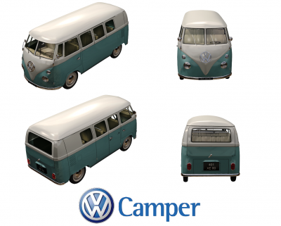 VW Split Screen Camper Van modello 3ds max