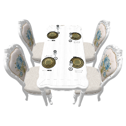 White dining table with 4 chairs skp