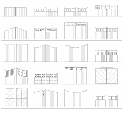 Wooden driveway gates CAD collection DWG blocks