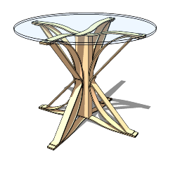 Table à fleurs en bois avec plateau en verre de 10 mm SKP