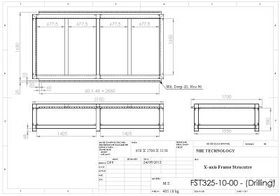 X axis frame drawing for CNC Router Machine Solidworks model