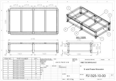 X axis frame welding drawing for CNC Router Machine Solidworks model
