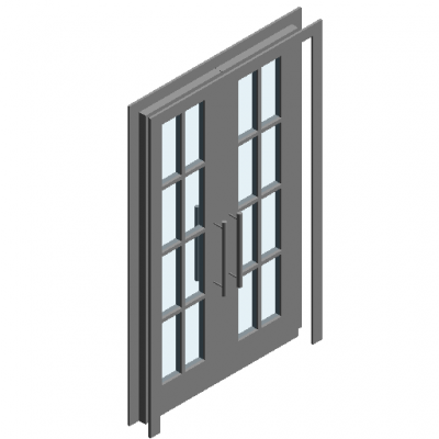 Double-leaf casement glass door ( no material )revit family