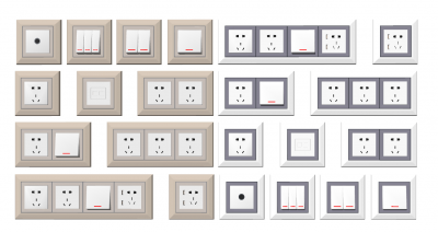 Kind plastic socket and switch collection sketchup model