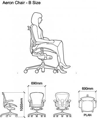 AutoCAD download Aeron Chair - B Size DWG Drawing
