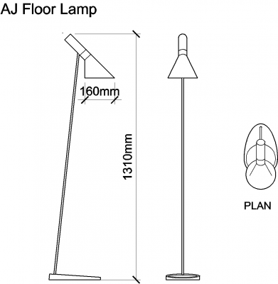 AutoCAD download AJ Floor Lamp DWG Drawing