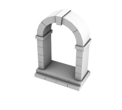 pointed arch with thick wall 3d model .3dm format