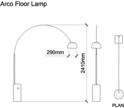 AutoCAD download Arco Floor Lamp DWG Drawing