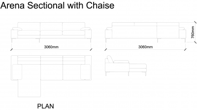 AutoCAD download Arena Sectional Chaise DWG Drawing
