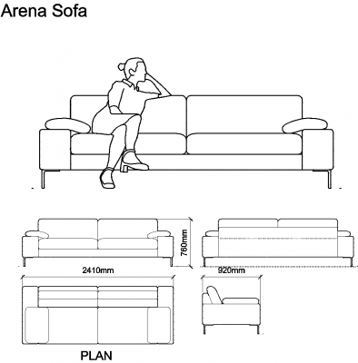 Arena Sofa DWG Drawing