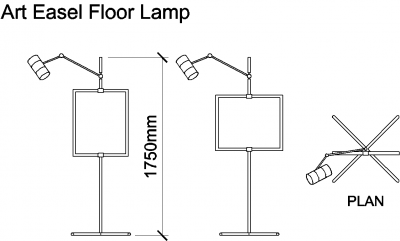 AutoCAD download Art Easel Floor Lamp DWG Drawing