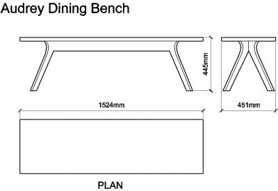 Audrey Dining Bench DWG Drawing