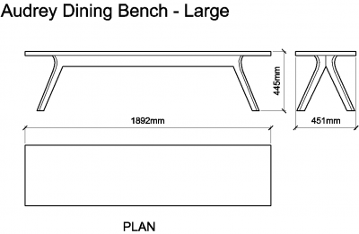Audrey Dining Bench - Large DWG Drawing