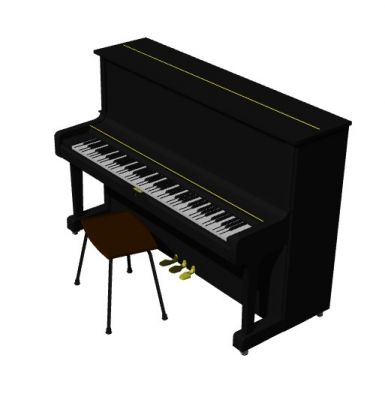simple design baby grand piano with sitting 3d model .3dm format