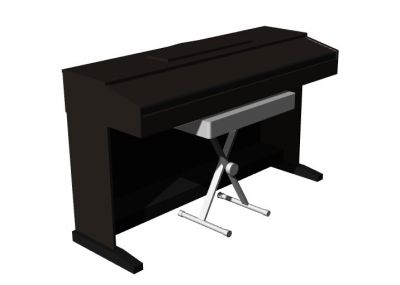 modern designed simple baby grand piano 3d model .3dm format
