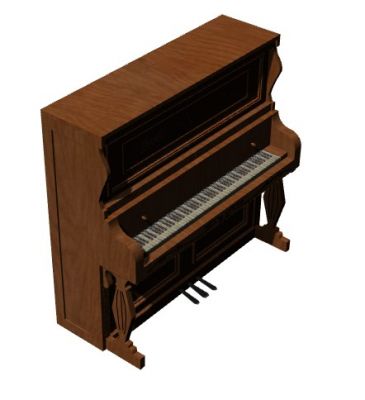 modern wooden designed baby grand piano 3d model .3dm format