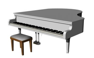 large stretched designed baby grand piano 3d model .3dm format