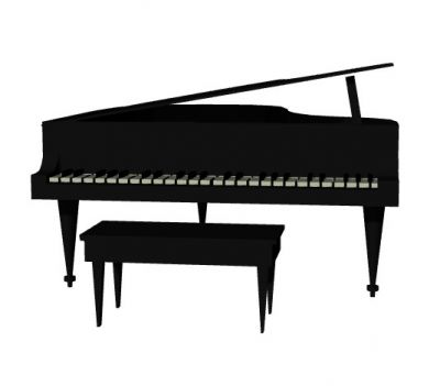 large simple designed baby grand piano 3d model .3dm format