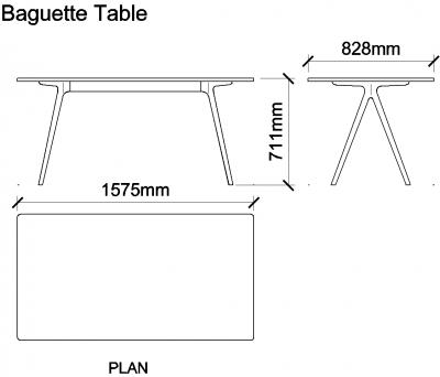 AutoCAD download Baguette Table DWG Drawing