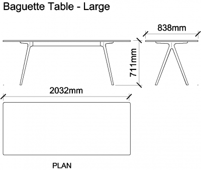 AutoCAD download Baguette Table - Large DWG Drawing