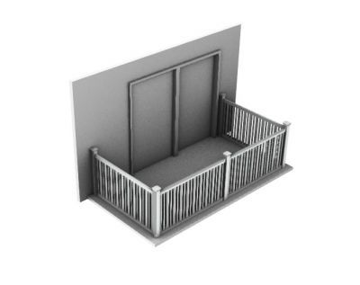 simple rectangular balcony design 3d model .3dm format