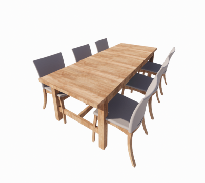 dining table with 6s seat revit family