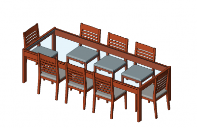 dining table with 8 seats revit family