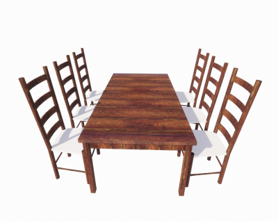 dining table with 6 seat revit family