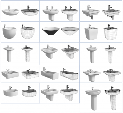 Bathroom sinks 3ds max models collection 