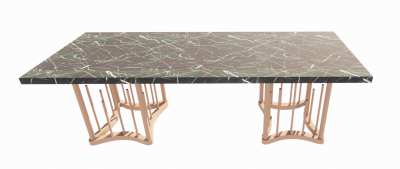 Green marble table with golden frame under revit family
