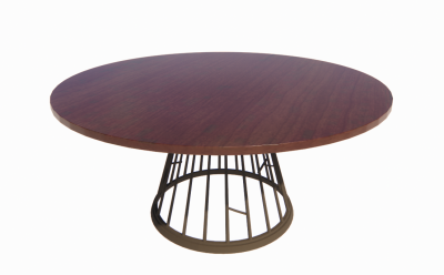 Wooden table with steel frame under revit family