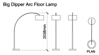 AutoCAD download Big Dipper Arc Floor Lamp DWG Drawing