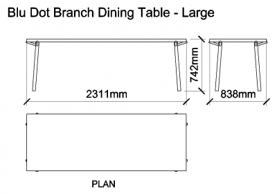 AutoCAD download Blu Dot Brach Dining Table - Large DWG Drawing