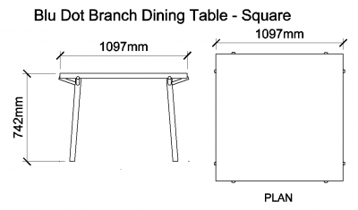AutoCAD download Blu Dot Brach Dining Table - Square DWG Drawing