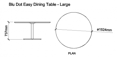 AutoCAD download Blu Dot Easy Dining Table - Large DWG Drawing
