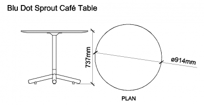AutoCAD download Blu Dot Sprout Cafe Table DWG Drawing