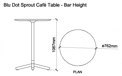 AutoCAD download Blu Dot Sprout Cafe Table - Bar Height DWG Drawing
